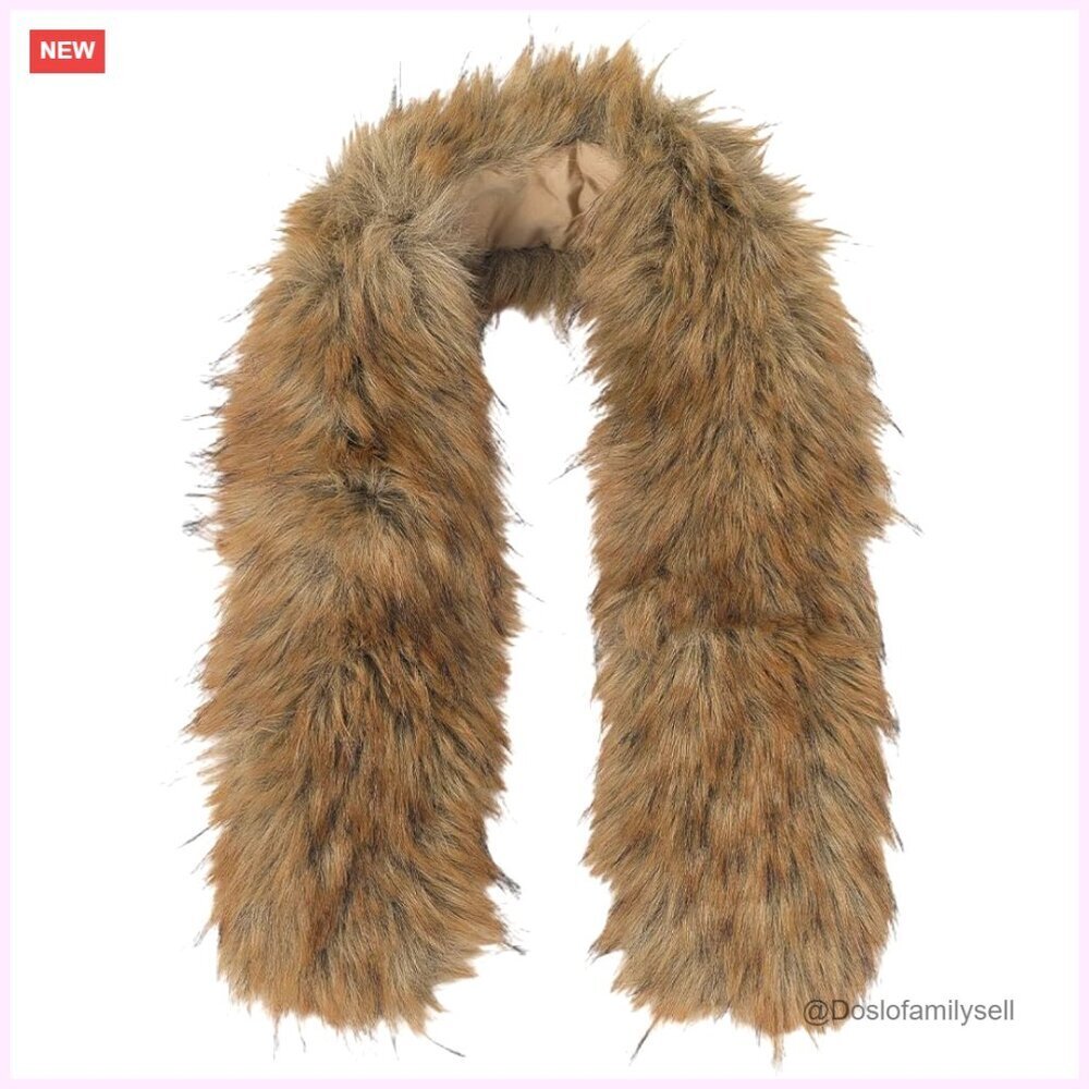 Faux Fur Collar Scarf Detachable Hood Trim Winter Coat Jacket Accessory